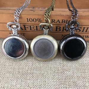 Montres de poche Vintage, petite montre Steampunk à Quartz avec chaîne creuse en forme de cœur, collier en alliage de couleur noire, horloge Fob, cadeau pour hommes