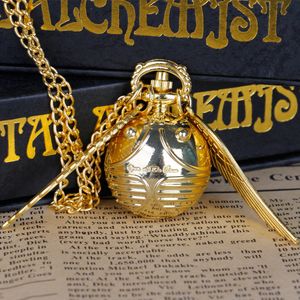 Zakhorloges Vintage Snitch Ball Shaped Quartz Zakhorloge Mooie Trui Angel Wings Ketting Ketting Cadeaus voor Mannen Vrouwen kids 230619