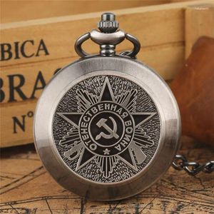 Zakhorloges Vintage USSR Sovjet-sikkelhamer stijl brons Unisex quartz horloge ketting hanger ketting CCCP Rusland embleem communisme