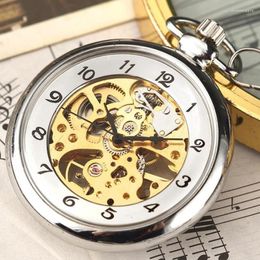 Montres de poche montre Vintage collier Steampunk squelette mécanique Fob horloge pendentif remontage manuel hommes femmes chaîne cadeau