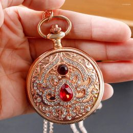 Pocket Watches Vintage Red Diamond Red Watch Flap Fob Joya Regalos para mujeres XH1007