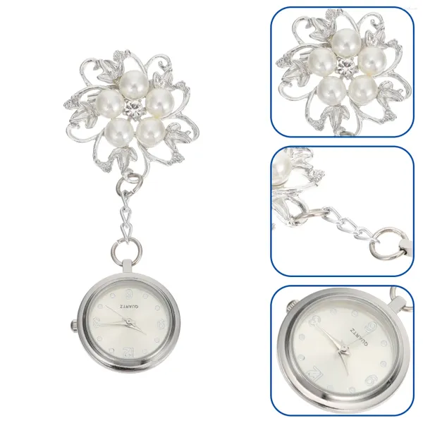 Relojes de bolsillo Reloj Flor Fob Solapa Enfermería Broche Clip para accesorios y regalos