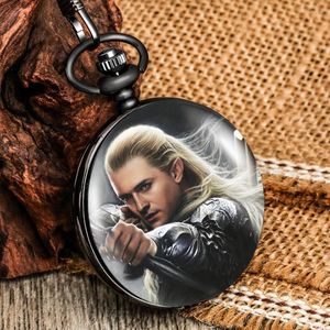 Pocket Watches White-Haired Man with Sword Design Bekijk film thema Quartz Clock Chain Top Fashion Collectibles geschenken voor tv-films Fans