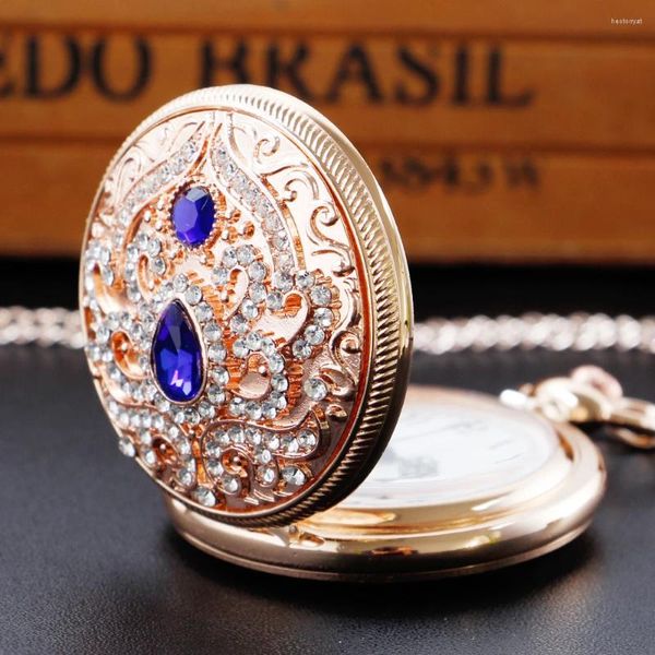 Pocket Watches Women's Vintage Diamond Quartz Watch Collar Flap Fob Joyería Regalos para mujeres