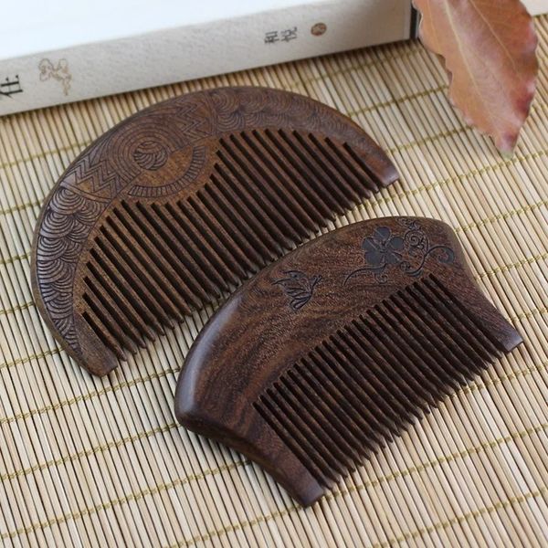 Peigne en bois de poche naturel noir noir santal de bois super étroit peignes en bois sans peigne de barre de poux statique coiffure