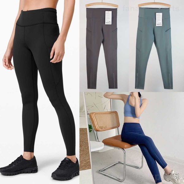 Bolsillos Mujer Yoga Pantalón desnudo Ejercicio Pantalón largo Lijado suave Fitness Legging Elasticidad Jogging Yogas Pantalones High Rise Nalgas hacia arriba