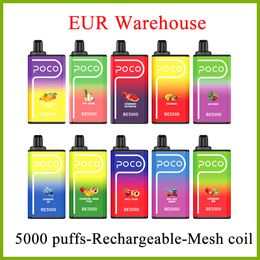 Poco BE 5000 trekjes Wegwerp vape met instelbare luchtstroom Elektronische sigaret batterij en 14ml cartridge pod lokaal magazijn