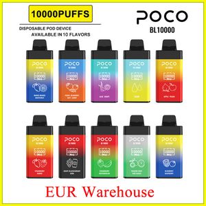 POCO BL 10000 inhalaciones Cigarrillo electrónico Vape desechable con batería recargable de cigarrillo electrónico y cartucho de 20 ml Almacén de Alemania 15 sabores