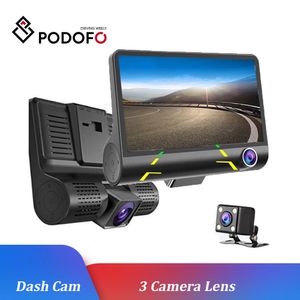 Podofo 3 eras Lens Car DVR Pantalla LCD de 4 pulgadas 170 grados con retrovisor era Auto Dvrs G-sensor Dash Cam