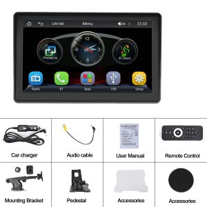 Podofo Portable CarPlay Car MP5 Player 7 '' tactile Screen Universal Car Multimedia Player avec BT FM Radio Receiver Stéréo Radio