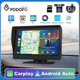 Podofo Universele 7 ''Autoradio Multimedia Videospeler Autolink Draadloze Carplay Android Auto Apple Airplay Voor Nissan Toyota