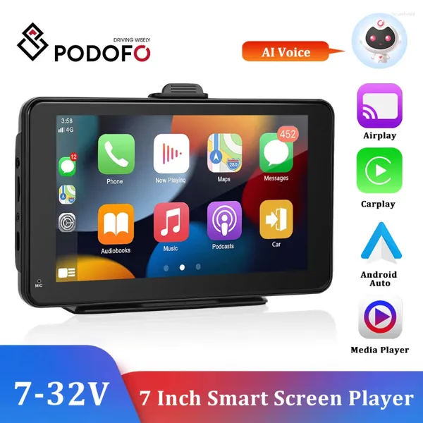 Podofo – autoradio universel 7 pouces, lecteur vidéo multimédia, sans fil, Carplay et écran tactile Android Auto, pour Nissan Toyota