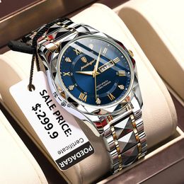 POEDAGAR Topmerk Luxe Man Horloge Waterdicht Lichtgevende Datum Week Mannen Horloges Roestvrij Staal Quartz Heren Horloge Mannelijke reloj 231228