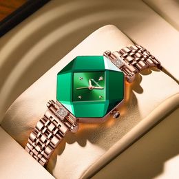 POEDAGAR Vrouwen Horloge Luxe Groene Diamant Quartz Dames Horloges Waterdicht Roestvrij Stain Fashion Horloges Vriendin Gif 240117