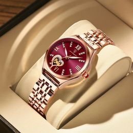 POEDAGAR Relojes de Mujer Moda Oro Rosa Acero Inoxidable Reloj de Mujer Reloj de Pulsera de Cuarzo Resistente al Agua Regalo de Novia romántica 240311