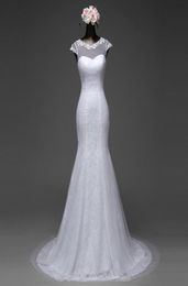 Gedichtensongs Elegante sexy mouw zeemeermin trouwjurk verwijderbare rok met een trein en kant back vestido de noivas 2017ball jurk2991110