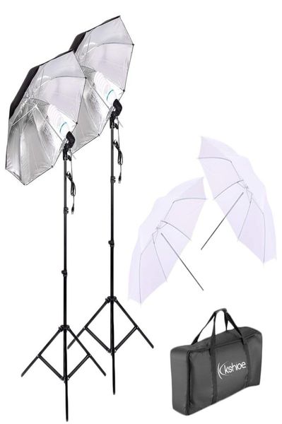 Pogografía Dual PO Umbrella Iluminación Kit de video Umbrella reflector PO bombilla Tall Studio Umbrella Flash Strobe STA6215296