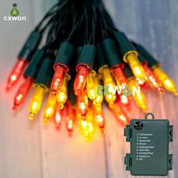 Point Bulb Strings Light Batterij Operated String Lights 2 Pack 50 LED Waterdichte Kerstmislamp met 8 modi voor Outdoor Indoor Xmas Tree Decor