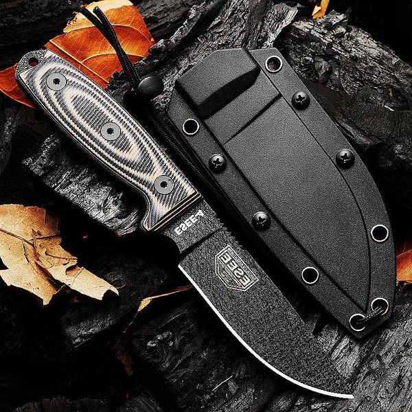 Point avec couteau à lame haute 1095 en acier au carbone Drop Survival droite pleine Tang G10 poignée chasse en plein air couteaux de camping fixes ES Thjrg