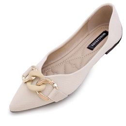 Chaîne féminine confortable pointu tljiang mignon chaussures de ballet plat en cuir 344 5