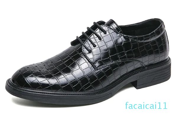 Mocassins à lacets en cuir véritable Brogue Business pointus, livraison gratuite