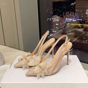 Pointed Fashion Femmes Sandales Chaussures d'orteil de mariage Lady Materifications paillettes en rabais en emballe