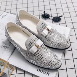 Puntige loafers British Temperament Shoes Men Rhinestone Bow Fashion Business Casual Wedding Daily 14 14