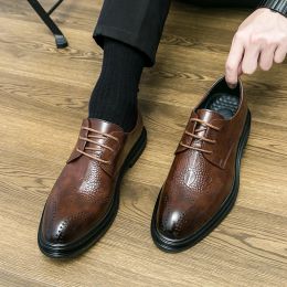 Pointu oxford fashion hommes s cuir soft inférieur printemps et automne meilleur homme commercial usure formelle chaussures décontractées chaussures de Buine Buine