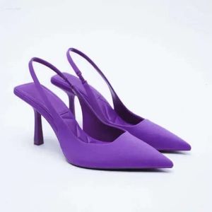 Sandales pointues mode Fashion Summer 2024 Toe High Heels Shoes de couleur solide à l'extérieur peu profonde pour femmes Zapatos Mujer V 616 D DD8C 8C