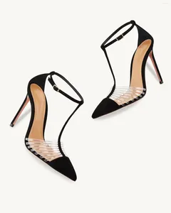 Puntige sandalen teen dames 2024 holle t buckle riem chaussures femme mode high hakken dames schoenen ademen sandalias v