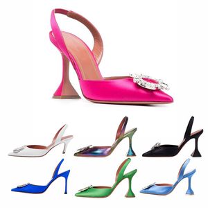 Sandales de créateur de sangle réglable à bout pointu avec boîte décontractée en étage de femmes éblouissantes chaussures de luxe en cuir classique talon talon léger
