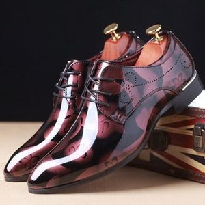 Bout pointu printemps et automne hommes chaussures formelles Style européen Cool hommes chaussures habillées en cuir Pu fête chaussures habillées plates