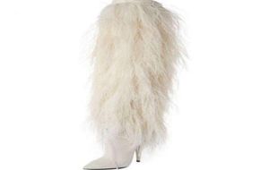 Toes pointues Blancs High Heels Winter Femmes Fémires Bottes Femmes Chaussures Botas Party Shoes4956864