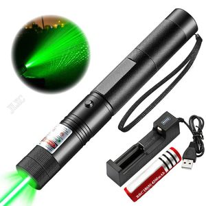 Pointers Groene Laser Pointer Tactische Red Dot 10000 m Laserzaklamp 2 in 1 Afneembare lamphouder Zichtbare focus Focusseerbare Burn Match