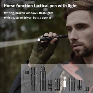 Pointers Laser Pointer High Power Multifunctionele Tactische Pen Zelfverdediging Tip Zaklamp Schroevendraaier Kurkentrekker Survival Accessoires