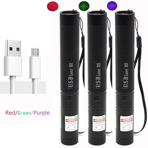 Pointeurs Laser pointeur Usb vert Laser rouge violet vue Laser point rouge 10000m combinaison de mise au point Laser réglable pour la chasse