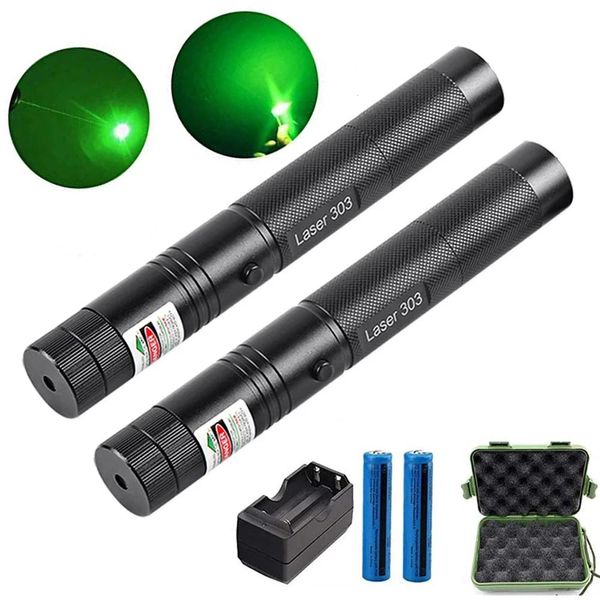 Punteros Puntero láser verde táctico Antorcha láser verde de alta potencia de 532 nm Láser recargable que quema con enfoque ajustable para caza