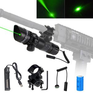 Pointeurs Tactique chasse pointeur Laser vue 532nm point vert/rouge fusil sous le canon monture compacte portée réglable de haut en bas avec interrupteur