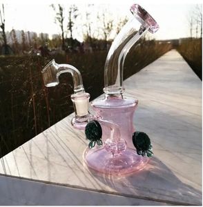 Pink Bong Heady Oil Rigs Smoke Glass Oil Burner Pipe Bubbler Recycler Dab Rigs Pipe à eau en verre épais spirale perc récupérateur d'huile