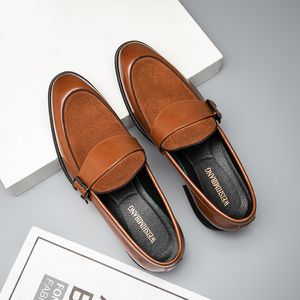 Slip-on pointu hommes chaussures en daim modes de paresseux noir brun brun respirant robe faite à la main fa 31