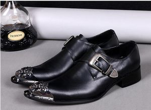 Robe à bout pointu Goth gothique Punk Bunt Lion chaussures habillées en cuir véritable pour hommes pointes cloutées mode orteils en métal chaussures de banquet/scène