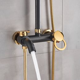 Poiqihy Black Golden Shower Set Précipitant Baux de salle de bain Mélange de douche de salle