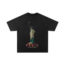 Version de la maison de poison Paris High Version 24SS Style Runway Styde Déesse Statue White Ink Imprime T-shirt à manches courtes en vrac