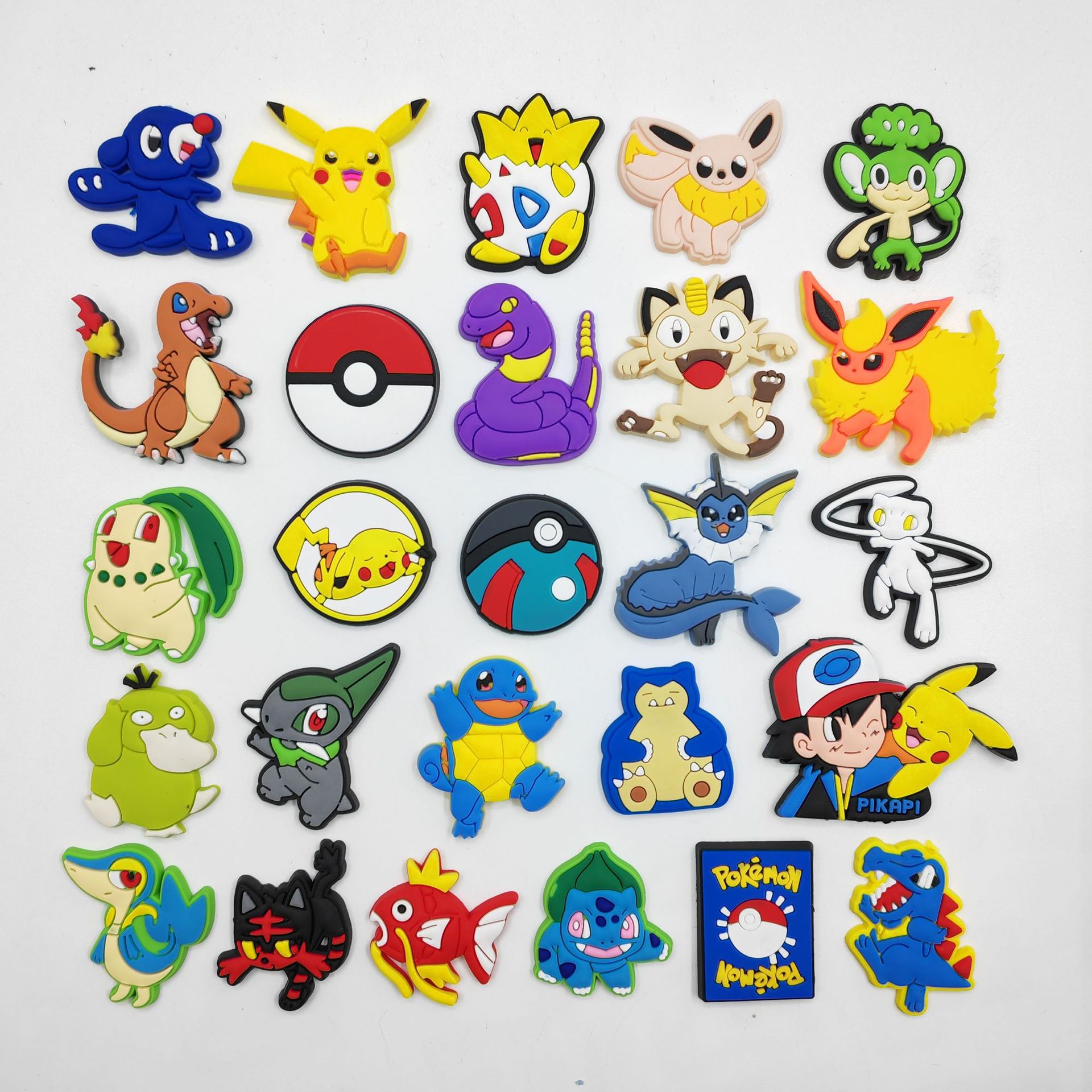 Pokemon ayakkabı takıları crocs toucharme aksesuarları pikachu diy karikatür pvc ayakkabı çocuklar için dekorasyon croc charms çocuk parti hediyesi 26pcs/set