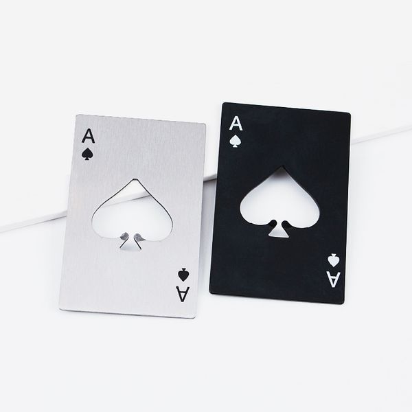 Nuevo y elegante abrebotellas de cerveza negra Poker Playing Card Ace of Spades Soda Cap Opener Herramientas de cocina