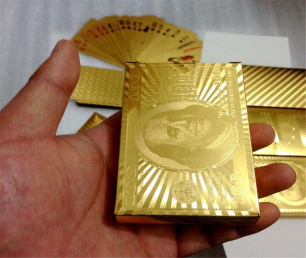 Card de póker Gold Foil Dollar Juego de juegos impermeables de oro europesos de oro chapado en la colección de regalos 5692267