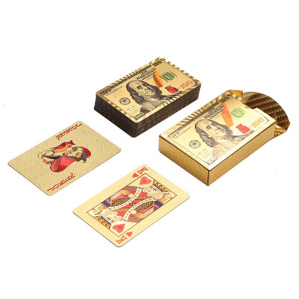 Carte de Poker en feuille d'or et d'argent, cartes à jouer en Dollar, étanche, de luxe, plaqué or, Euro Pokers pour Collection de cadeaux, livraison gratuite