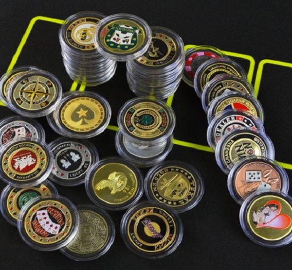 Card de poker garde métal protecteur souvenir artisanat chips de poker de poker monnaie de poker cadeau de poker hold039em accessoires dix pièces2974600