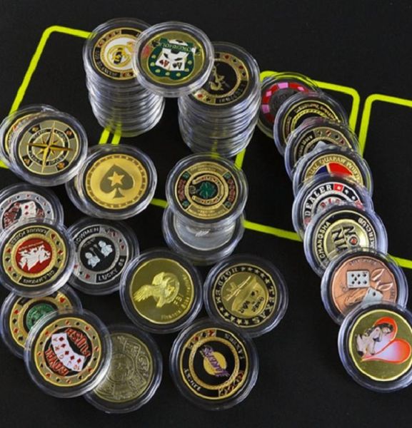 Card de poker garde métal protecteur souvenir artisanat chips de poker de poker monnaie de poker cadeau de poker hold039em accessoires dix pièces 9352722