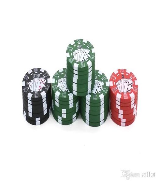 Molinillo de tabaco a base de hierbas estilo ficha de póker, accesorios para pipa para fumar, gadget RedGreenBlack5610417
